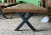  Product image 4 of the product “Natural wood table suar with metal legs X-style, 304cm length, 115cm width, 83.5cm height. Table top 7cm thickness ”